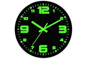 DIYZON Luminous Wall Clock, Silent Non-Ticking 12'' Night Light Wall Clocks Battery Operated, Country Style Illuminated Wall Clock Decorative for Kitchen, Home, Bedrooms