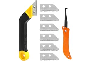 TOCED Grout Scraping Rake Tool, Clean Remover Tile Saw Knife with 6 Pieces Extra Replacement Accessories, Remover Tile Grout Hand Saw Angled Grout for Tile Cleaning(9 Pcs)