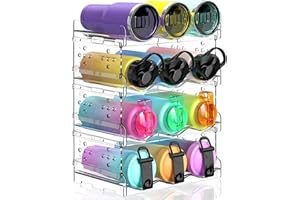 Jamiukro Aktualisierte 4er-Pack Wasserflaschen-Organizer, Stapelbarer Wasserflaschenhalter für die Küche, Arbeitsplatten und Vorratskammer, Kühlschrank-Getränke-Organizer, Klarer
