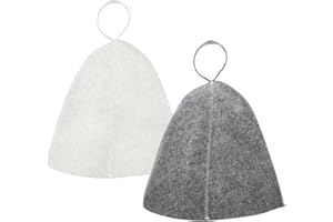 OMLALAYI 2 Pièces Bonnet Sauna Chapeau Sauna en Feutre Anti-Chaleur Casquette de Sauna Sauna Chapeau pour Homme Femme Chapeau de Sauna en Feutre Respirante Casquette de Sauna Protégez Tête Chaleur Gris Blanc