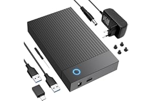 Pixelure 6Gbps Docking Station SSD Hard Disk Esterno HDD 2.5 o 3.5 pollici, USB 3.0 SATA HDD Adattatore per Dischi Rigidi SATA HDDSSD da 2,5/3,5 Pollici con Alimentatore da 12 V/2 A, UASP