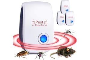 chimoo Antizanzare Ultrasuoni,4 Pack Ultrasuoni per Topi Professionale Ultrasuoni Zanzare Repellente Zanzare Ultrasuoni per Formiche,Topi,Zanzare,Ragni,Mosche,Insetti,Scarafaggi丨Human & Pet Friendly