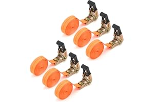 JOIKIT 6 Pack 25mm x 4m Ratchet Strap Sets, Tie Down Straps, 800kg Capacity Tensioning Belt Fastening, Ratchet Lashing Strap for Load, Transport