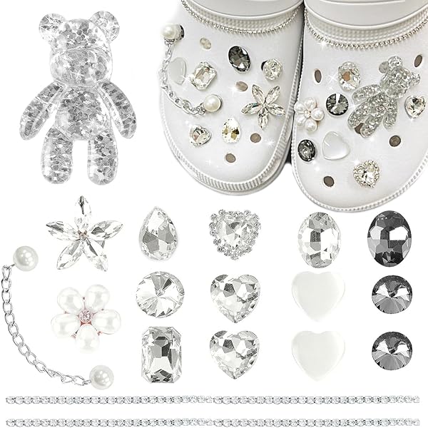 18 Pezzi Charm Per Scarpe Con Cristalli - Decorazioni Fai Da Te Per Sandali E Infradito | Ragazze E Donne - Foto 13