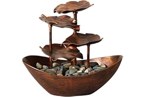 WOYUFEN Indoor Tabletop Water Feature 4-Tiers Small Waterfall Fountain USB Desk Fountain Automatic Pump with Power Tabletop Fountain Indoor with LED Lights