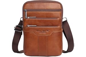 XIEBEN Bolso Bandolera de Cuero, Paquete de Hombro para Hombres, Viajes de Negocios, Senderismo al Aire Libre, Camping, Bandolera, maletín, Cartera, Bolsa para teléfono