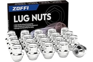 ZOFFI M12x1.5 One-Piece Chrome OEM Factory Style Large Acorn Seat Wheel Nuts for Most Ford Fiesta Focus Fusion Alloy Wheels - 20pcs Chrome Closed End M12x1.5 Lug Nuts