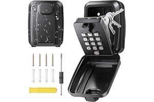 WILDFUN Key Lock Box Wall Mounted Police Approved, Large Key Safe Box Outdoor with Resettable 12-Digit Codes, Keysafe Box with Weatherproof Cover for Outside Home Garage Office School