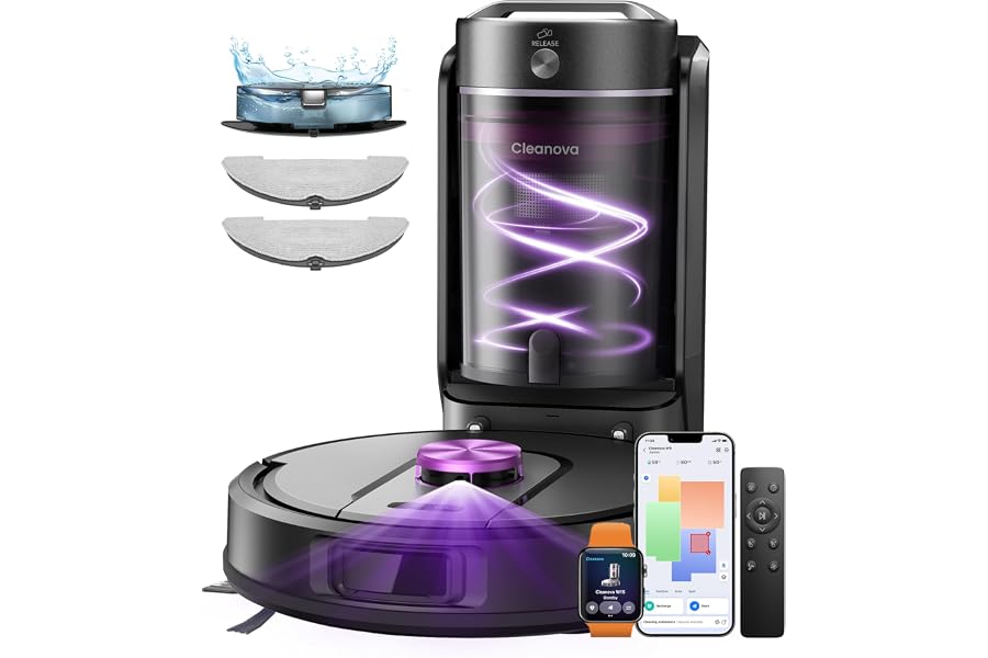 Vexilar Upgrade Robot Vacuum Cleaner with Mapping 15000PA, 3 Hours Autonomy, Bagless W15 Robot Vacuum Cleaner, Automatic Emptying
