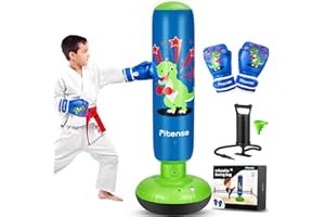 ‎FITENSE Fitense Boxsack für Kinder, Kinder-Boxset mit Boxhandschuhen Luftpumpe, 120/160cm großer aufblasbarer Boxsack, Geschenk für Jungen & Mädchen im Alter von 3-12 Jahren zum Üben von Karate und Taekwondo