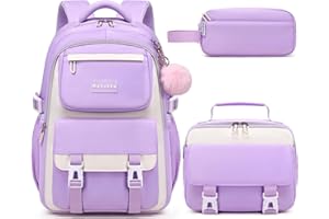 Makukke School Backpack for Girls Book Bag Set, School Bag for Teens Girls Kid Children Elementary Middle School Student, Waterproof