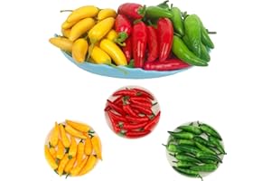 Hezhou 60 Piezas Artificial Pimienta Chile Artificial Vegetales Falsos Decoración Artificiales Pimienta Simulación Artificial Realista Vegetal Falso Vegetal Artificial Hermoso (Tres Colores)