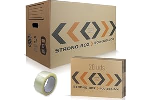 MARCPRINT Pack 10 Cajas Mudanza + Precinto - Cajas de Cartón (60x40x40cm) Reforzadas y Resistentes - Certificación FSC