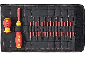 WIHA 2831T18, slimVario Screwdriver and Bits Set, with Stubby in bag, VDE Insulated, (41231), 18 Pieces, SLOTTED - POZIDRIV - PHILIPS - SL/POZI - STAR - HEX