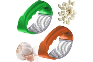 Ayizhiniu 2pcs Prensa Ajos, Prensa Ajos Acero Inoxidable, Steel Garlic Press Rocker, Picadora de Ajo Manual Portátil, Aplicable a Cocina Herramientas de Cocina (B)