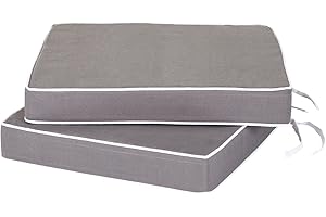 Alfresia Garden Seat Pad Cushions – Set of 2 Small Replacement Outdoor Chair Cushions, Luxury Style, Thick Luxury Foam Filling, Polyester Case, Choice of Colours, Quality Guaranteed (Grey)