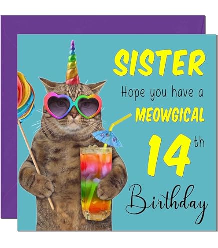 Carte D'anniversaire Amusante Pour 14e Nièce - Chat Meowgical