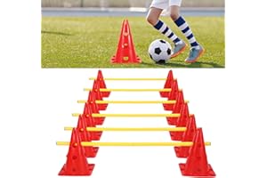 Eikuavons Steckhürdenset Hund, Steckhürdenset 12 Kegel mit 6 Stangen, Agility Hürden Steckhürden Set, Koordinationstraining für Kinder Hunde Teamsport Fussball, Multifunktionskegel, für Hundesport