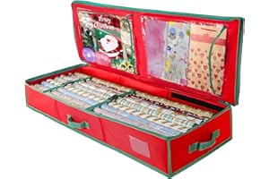 AITSITE Christmas Wrapping Paper Storage Bag, 41" Gift Wrap Storage Large Capacity Fits 24 Rolls, Made of 600D Oxford Fabric Christmas Decorations Festive Organiser for Closet Under Bed Home Storage
