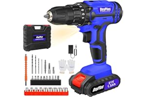 Huini Taladro Bateria 21V, Taladro Atornillador con 1 Baterías 1.5Ah, Atornillador Electrico 25+1 Ajuste de Par, Electrico con 45Nm, 2 Velocidad, 26Accesorios, LED Luz Para Hogar, Bricolaje