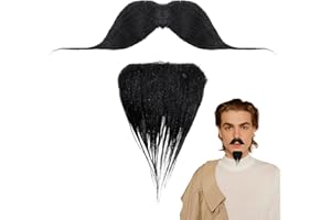 HaiFafafaing 2 Pcs Fake Mustache, Self-Adhesive Black Mustaches, Stick On Moustache for Adults, False Facial Hair for Halloween Costumes Festival and Parties