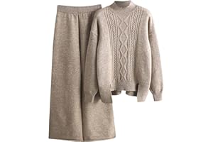 SURTTAN Tuta Donna Invernale Completi Donna Eleganti Lavorati a Maglia Top Completo Lana Donna Tuta Completa Donna Tuta Da Casa Donna 2 Pezzi Elastico Set Con Pantaloni Completi Da Donna a Metà Autunno