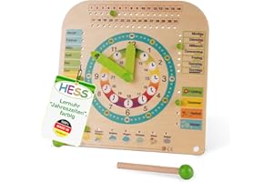 Hess Holzspielzeug 14658 – Stand-Kinderlernuhr aus Holz, ca. 25 x 25 cm