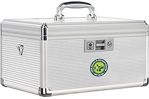 ZORVIDSON Medicine Lock Box with Key,Portable Medication Lock Box with Removeable Tray, Medicine Storage Box for Home (Silver, Extra Large)