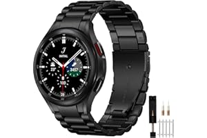 Mastten No Gap Metal Bracelet Compatible with Samsung Galaxy Watch 7 6 5 4 44 mm 40 mm Men, Stainless Steel Metal Replacement Strap for Galaxy Watch 6 47 mm 43 mm, 5 Pro 45 mm, 4 Classic 46 mm 42 mm
