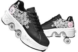 TOME.SKATES TOME. SKATES Scarpe con Rotelle per bambine, Pattini a Rotelle per bambini e Sneakers 2 in 1, Pattini a 4 Ruote deformati per bambino come regali di Natale e compleanno
