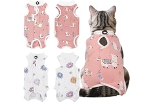 Hengrongshen 2 Stück Katzenbody Nach Op Kastration Katze, Anti-Leckende & Atmungsaktivem Netzgewebe Op Body Katze für Kastrationsbody Katzen, Spay Bauchwunden Weiblich (M)