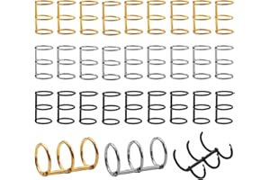 Mardatt 30Pcs 3 Ring Metal Loose Leaf Binders Book Rings Snap Split Hinged for Notebook, Diary, Photo Album, Binding Spines Combs, 20mm (Gold, Silver, Black)