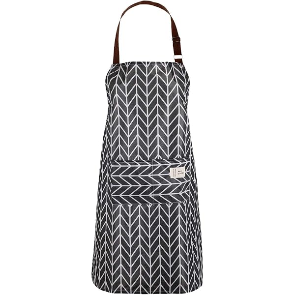 Set Di 2 Grembiuli Da Donna Con Tascone – Nero E Beige – Impermeabili In PVC Con Asciugamani In Velluto – Per Cucina, Forno, Barbecue