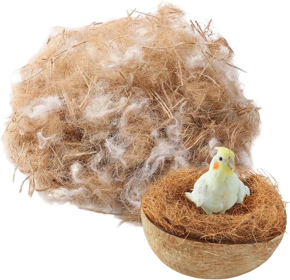 KAHZOR Material Natural Para Nidos De Pájaros, Material Para Nidos De Canarios, Agapornis y Otros Pájaros, Incluye Paja, Yute, Algodón y Seda, Ideal Para Construcción De Nidos En Jaulas, 40 g