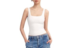 PUMIEY - Women's Double-Lined Square Neck Tank Top, Sharp Collection