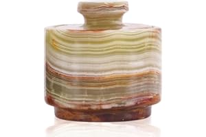 MARBLOUS KRAFTS Elegante distributore di zucchero in marmo da 99,2 g, contenitore per sale e decorazione in marmo, 7,6 x 7,6 cm, decorazione da cucina e sale e pepe, dispenser di sale (onice verde)