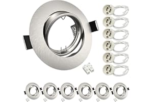 ‎WONDLUMI Wondlumi 6er Set LED Einbaustrahler Rahmen GU10 Einbauleuchten Schwenkbar LED Spots 230V Edelstahl Gebürstet Einbauspots Rund Deckenspots inkl. Fassung für GU10 Brine