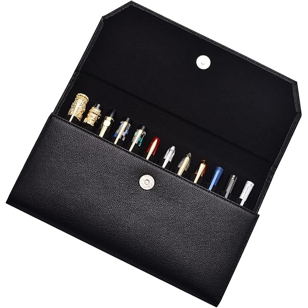Astuccio Porta Penne In Pelle Conciata Al Vegetale Hiram - Nero (per 2 Penne) - 6