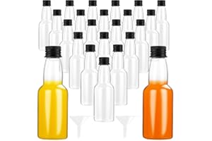 DAJAVE 50 Pezzi Set di Mini Bottiglie per Liquore con Tappi a Vite Piccole Bottiglie di Plastica 50ml Bottiglie Alcolici di Plastica Riutilizzabili Bottigliette Trasparenti con Imbuto per Birra, Succo