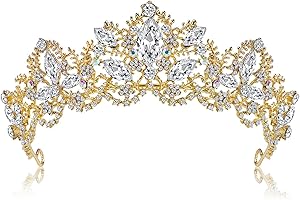behone Tiara Kristallkrone Prinzessin Diadem Hochzeit Tiara Braut Tiara Kristall Geburtstag Krone Gold Hochzeit Tiara Hochzeit Tiara Kristallkrone für Frauen für Hochzeit Festzüge Party Geburtstag