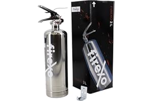 Firexo Kleiner Feuerlöscher (2 Liter) – alle Arten von Feuer – Mehrzweck-Feuerlöscher aus Edelstahl für Haushalt, Küche, Grill, Zuhause und Büro