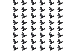 WUPENGZON 50 Stück Kleine Bulldogge Büroklammern, 22mm Mini Metall Klammern, Multi-function Scharnier Clip Briefklemmer für Tags Taschen, Fotos,Zeichnungen, Kunsthandwerk, Büro, Küche (Schwarz)