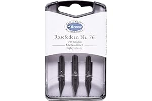 Brause - Ref 300076B - Punta de escritura de metal rosa (paquete de 3) - Acero duro con grabado en rosa en punta, punta abierta para permitir más flujo de tinta, apto para escritura de guiones