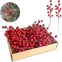 Branches Artificielles De Baies Rouges - Lot De 20, 21 Cm, Pour Décoration Noël, Couronnes, Artisanat