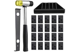 CROWNSHOP Wood Flooring Installation Kit Flooring Pull Bar with 20 Spacers Laminate Flooring Fitting Tools with Tapping Block Pull Bar Mallet Easy to Use and Suitable for Domestic Purposes