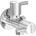 Plantex Brass Spindle 2 Way Angle Valve with Wall Flange and Teflon Tape/Angle Cocke for Bathroom/Water Tap-(Mks-1276-Chrome)