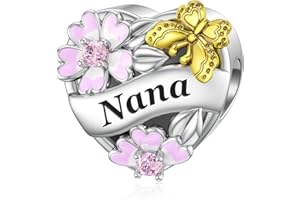 SEVENWELL Sterling Silver Charm for Pandora Mother Sister Daughter Wife Grandma Charm Family Rose Flower Charm