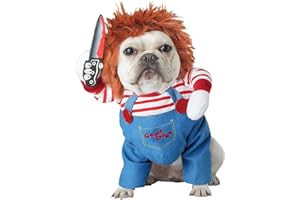 Sikweny Costume Halloween Chien Costume Chien Halloween Comprend Veste et Fausse Barbe Vetement Chat Réglable Deguisement Chat Respirant pour Costumes Festival Soirées à Thème (S)