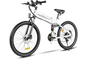 SAMEBIKE LO26-II Mountain Bicicletta Elettrica per Adulti Rimovibile 48V10.4AH Batteria 26 Pollice Bicicletta Elettrica Pieghevole con Display LCD A Colori SHIMANO 21 Velocità Ebikes Bianco