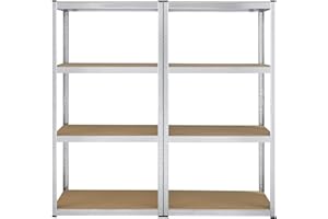 Juskys Ensemble de 2 étagères Easy, 2X 160x80x40 cm (HxlxP) | 640 kg | 8 Planches| Métal étagère pour Charges Lourdes étagère de Cave emboîtable système d'étagères